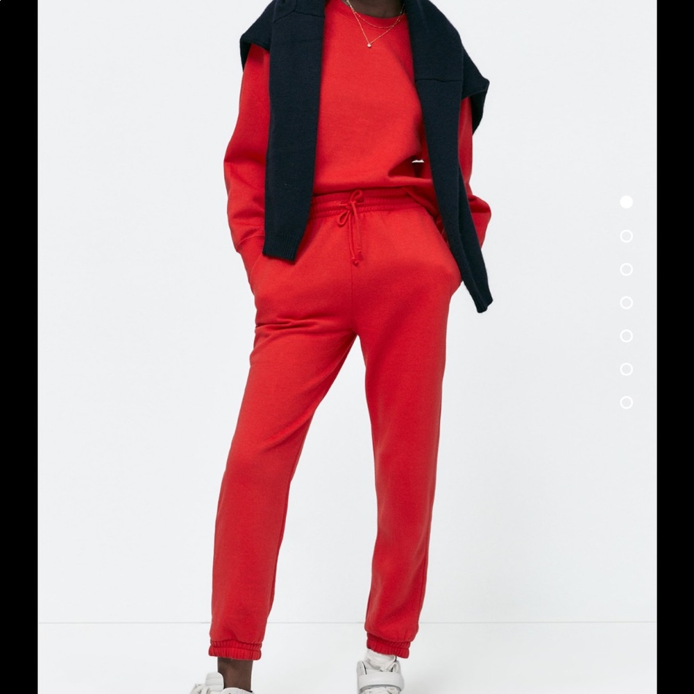 NWT Zara Basic Sweatshirt and Plush Jogging Pants - Red